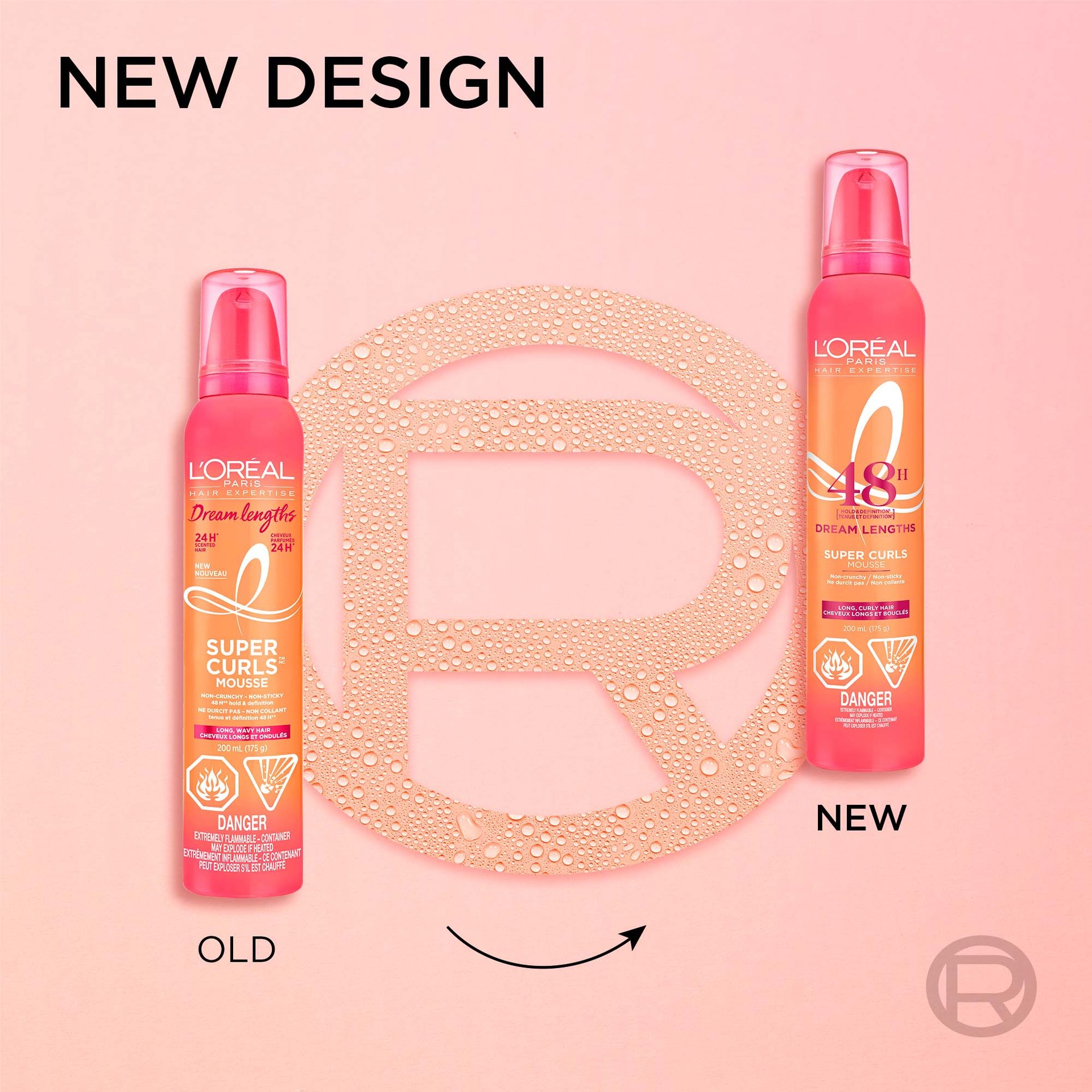 New and old pack of super curls volumizing foam